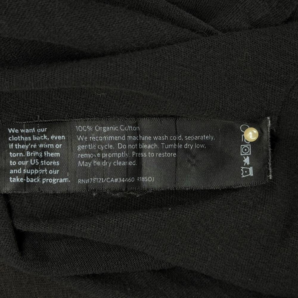 EILEEN FISHER Top PM Slub Organic Cotton Jersey Scoop Neck Long Sleeve Black - Picture 8 of 12